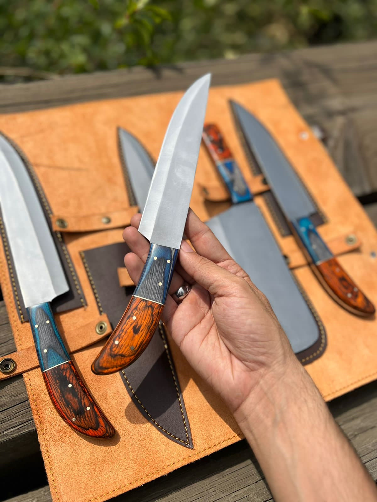 Handmade d2 steel kitchen knife set