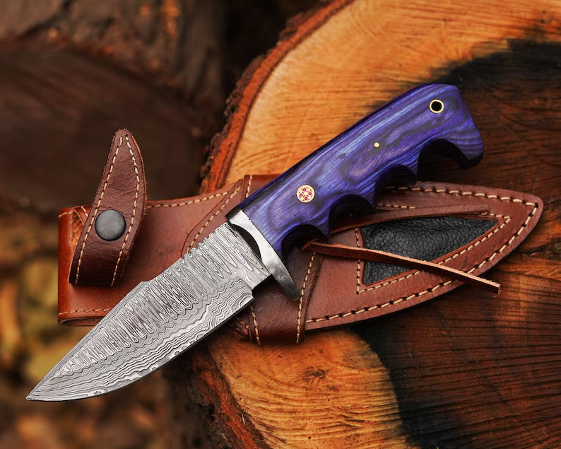 Bobcat Damascus Steel Hunting Knife by cskforged