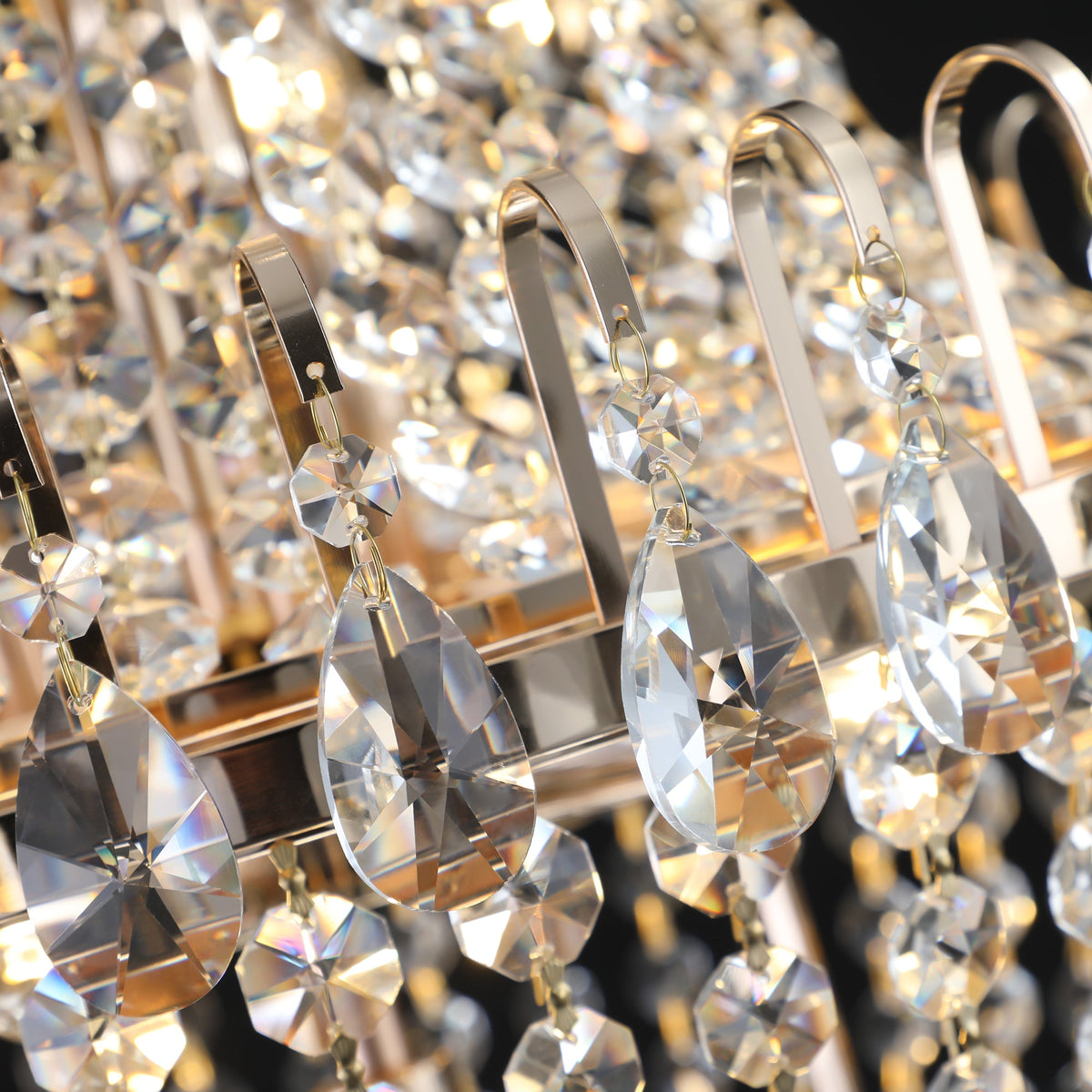 Golden crystal pendant light, large modern luxury ceiling lighting (without light bulbs)