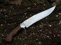 Custom Handmade J2 Steel Bowie Knife with Steel Guard and Rosewood Handle, Includes Leather Sheath