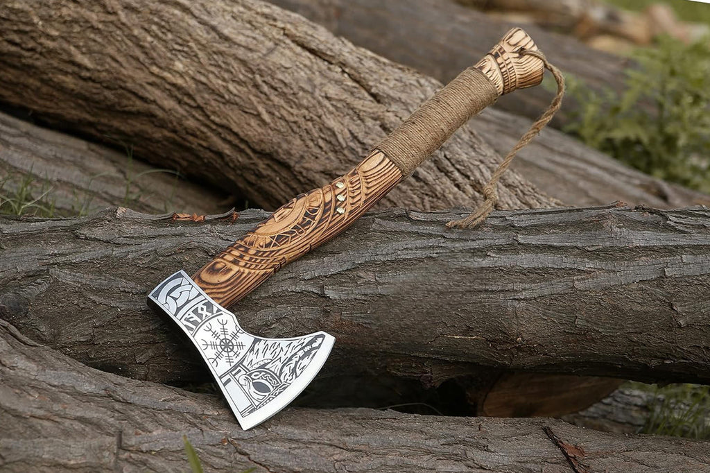 Handmade Viking Axe Hatchet, Hand Forged Wood Splitting Axe
