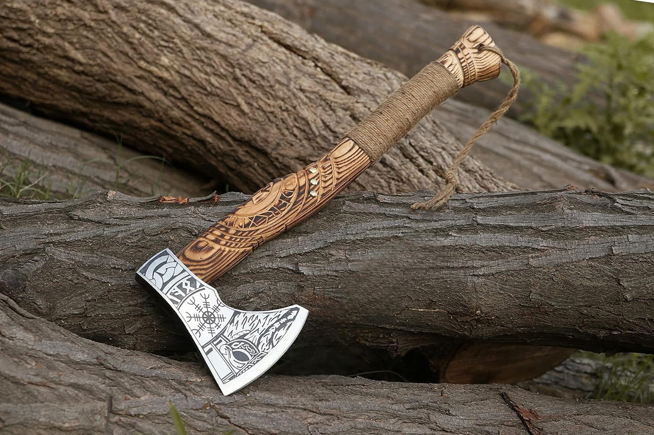 Handmade Viking Axe Hatchet, Hand Forged Wood Splitting Axe