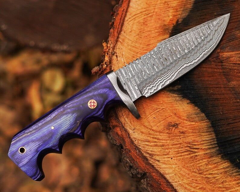 Bobcat Damascus Steel Hunting Knife by cskforged