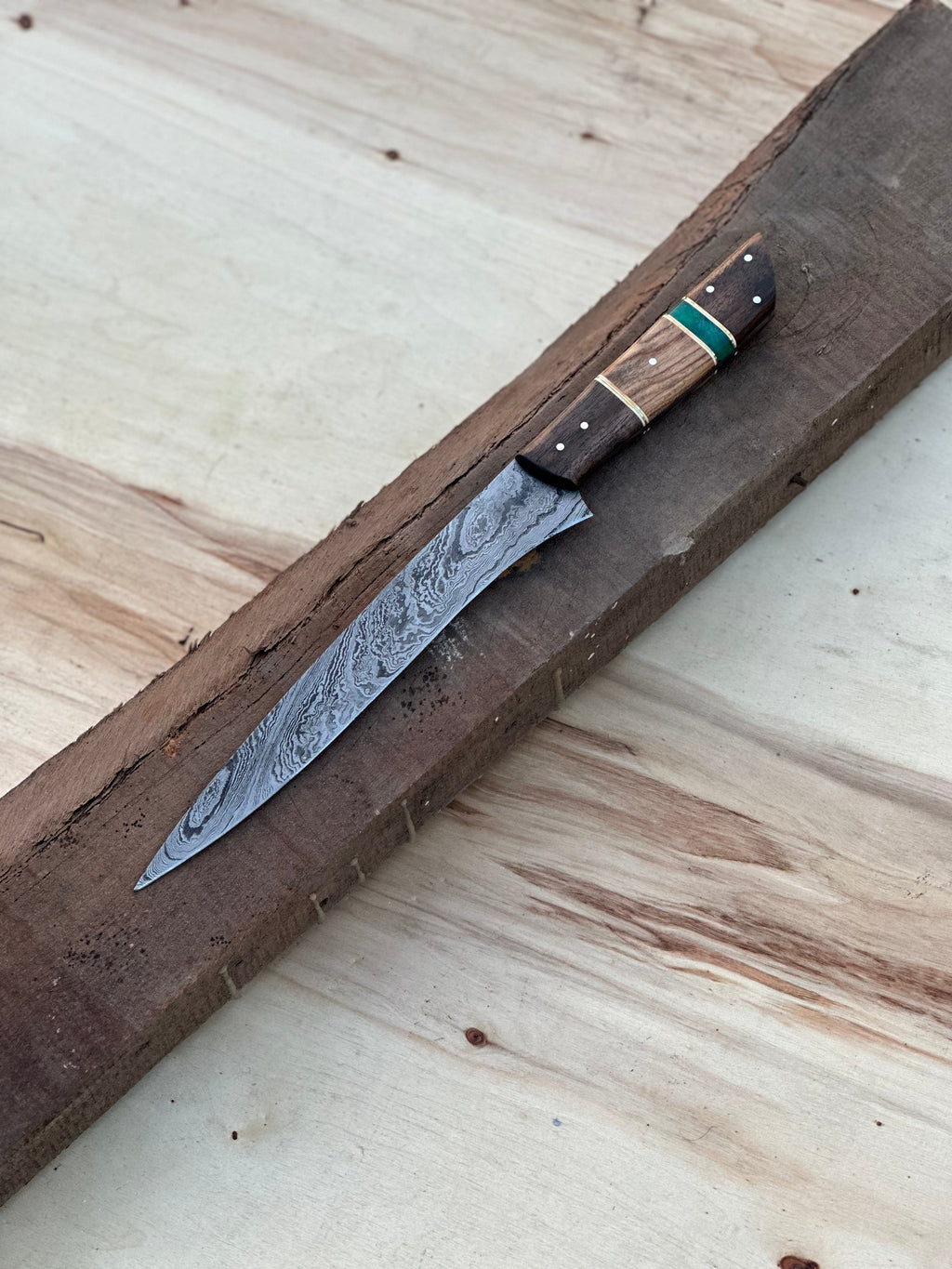 Handmade Damascus Steel Large Fillet Knife Hunting Fishing, Full Tang 13.5 inch