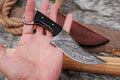 Custom Handmade Damascus Steel Hunitng Knife - Buffalo Horn Handle