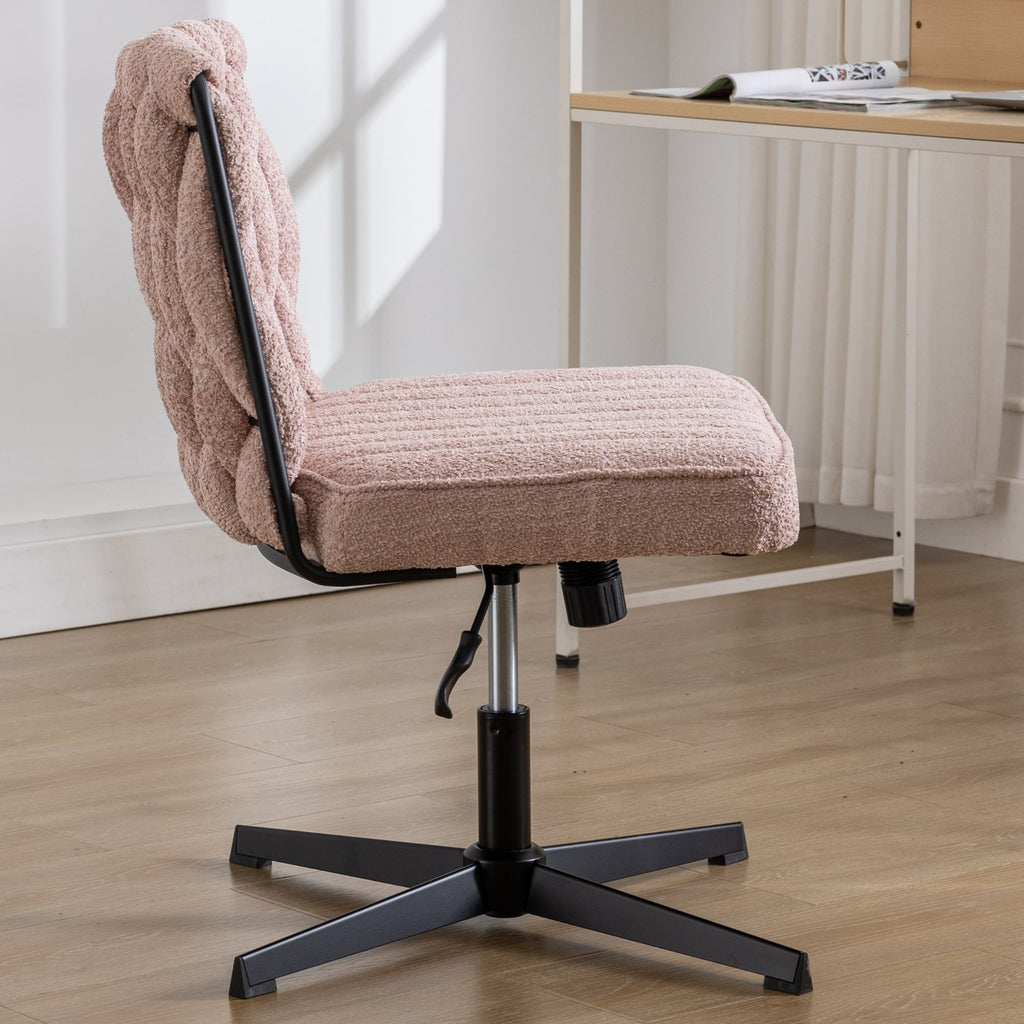 Armless Office Desk Chair No Wheels PINK