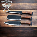 Best Knife Block Set – 13” Handmade J2 Steel Chef Knife with Rosewood Handle & Leather Sheath