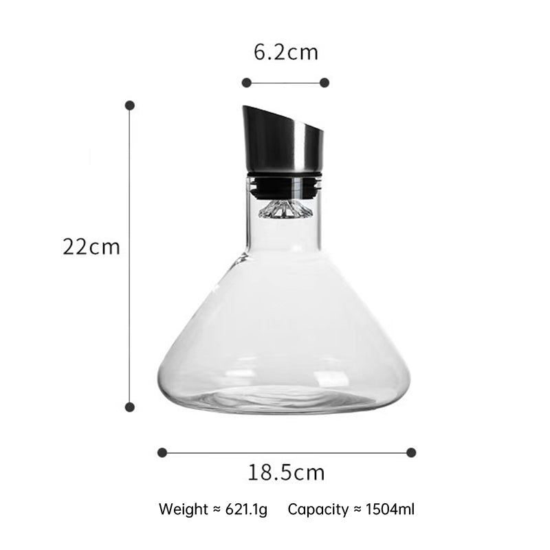 1500ML Hand - blown Crystal Wine Decanter with Built - in Aerator Pourer, ideal for red wine.