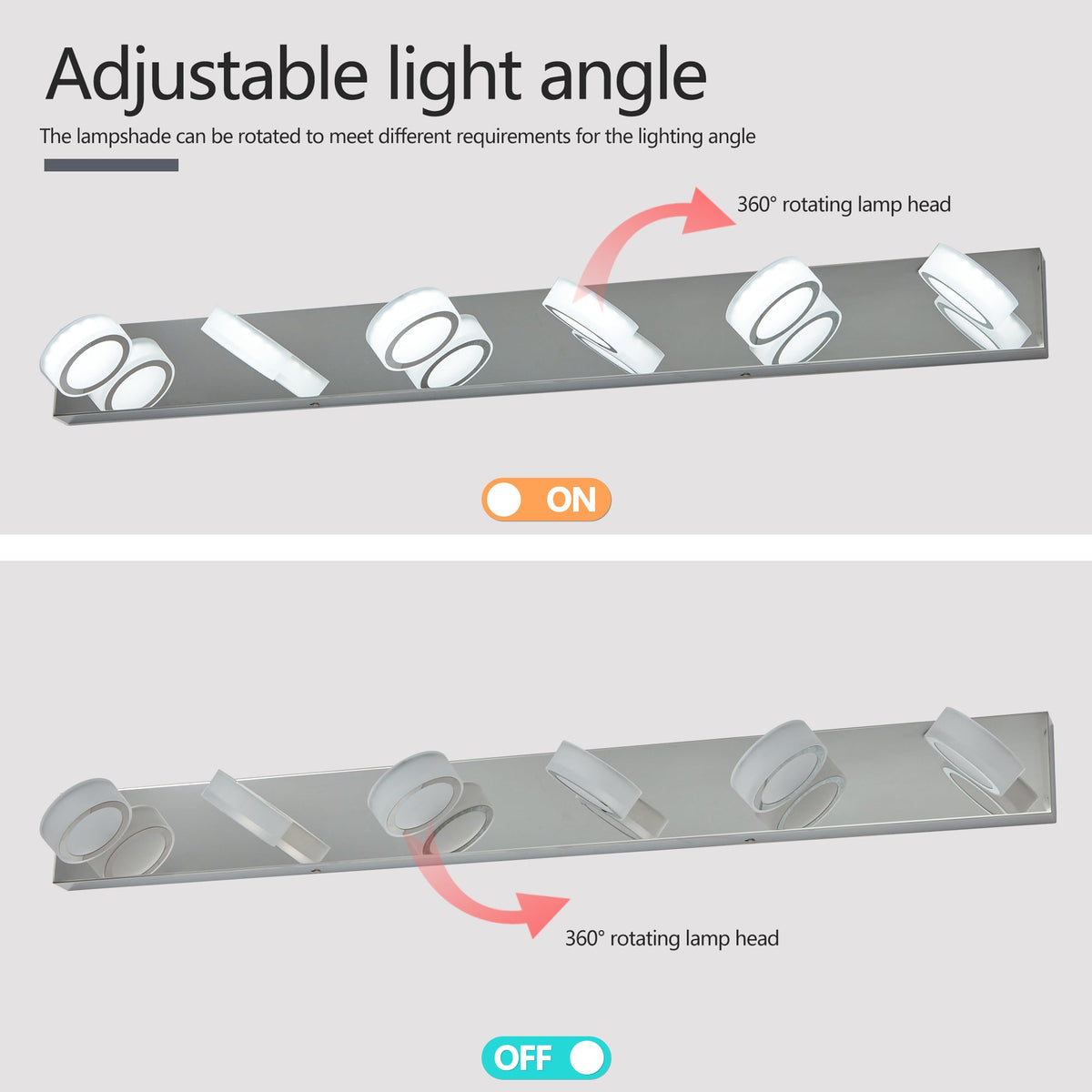 LED Modern Chrome 6-Light Vanity Lights Fixtures Over Mirror Bath Wall Lighting