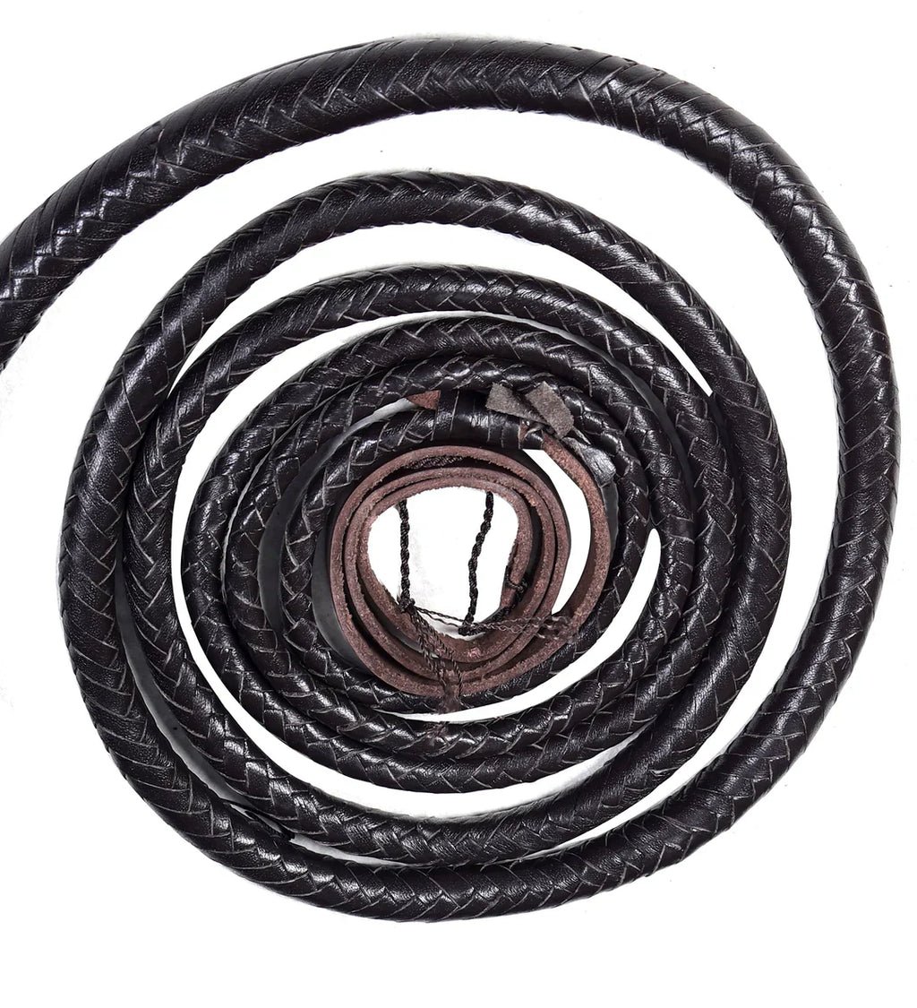 Black Leather Bullwhip – Premium Handcrafted Cowhide Whip (4ft–16ft)