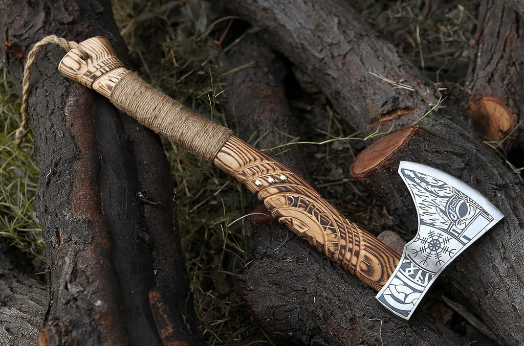Handmade Viking Axe Hatchet, Hand Forged Wood Splitting Axe