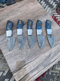 Skinning Knife Set – 5.5” Handmade Damascus Steel with Pine Cone Resin Handle