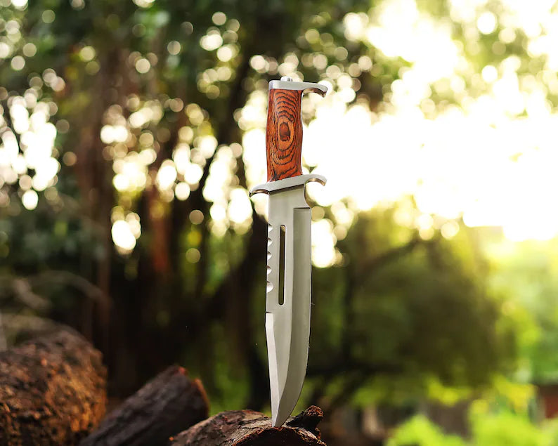 Premium Handmade J2 Steel Bowie Knife – 15" Pakka Wood Handle with Steel Guard & Leather Sheath