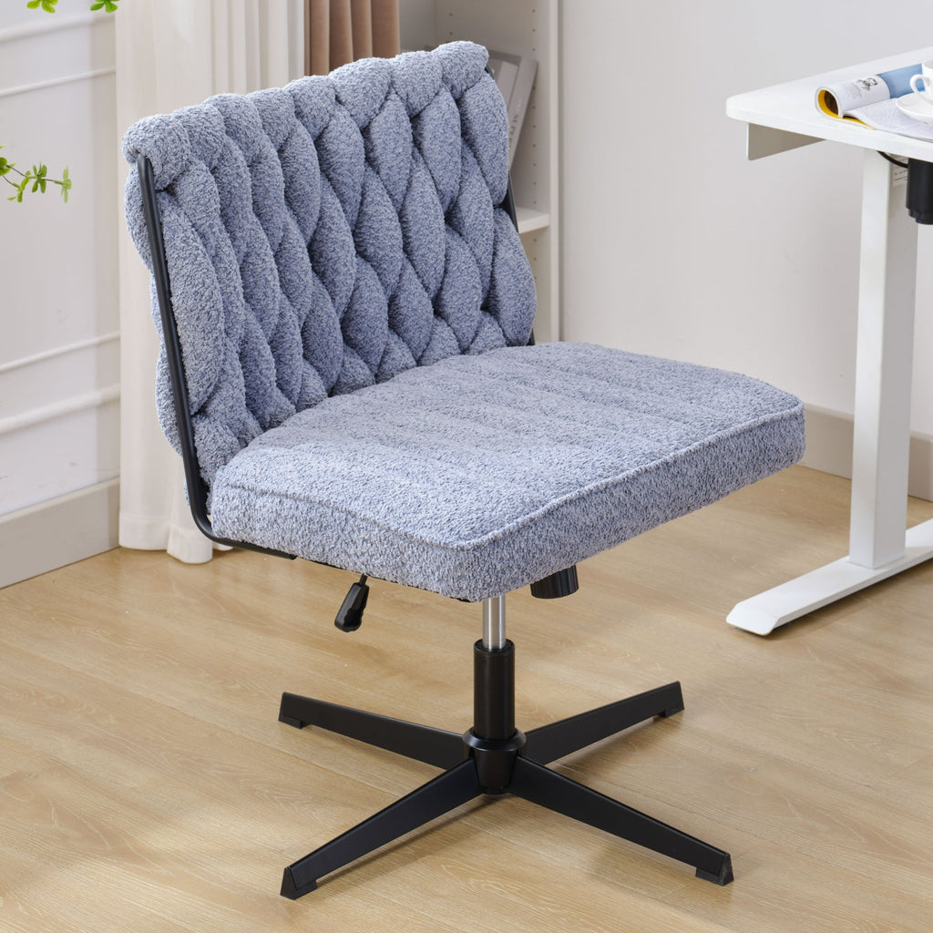 Armless Office Desk Chair No Wheels BLUE