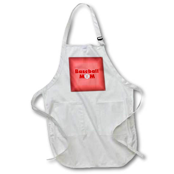 3dRose Deniska Designs Baseball - Baseball Mom Red on Red - Aprons (apr_12402)