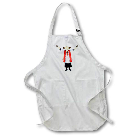 3dRose R McDowell Graphics Funny Animals - Holy Cow - Aprons
