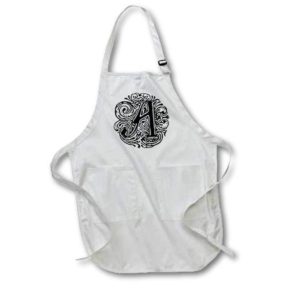 3dRose Sandy Mertens Monograms - Fancy Letter A - Aprons (apr_14209)