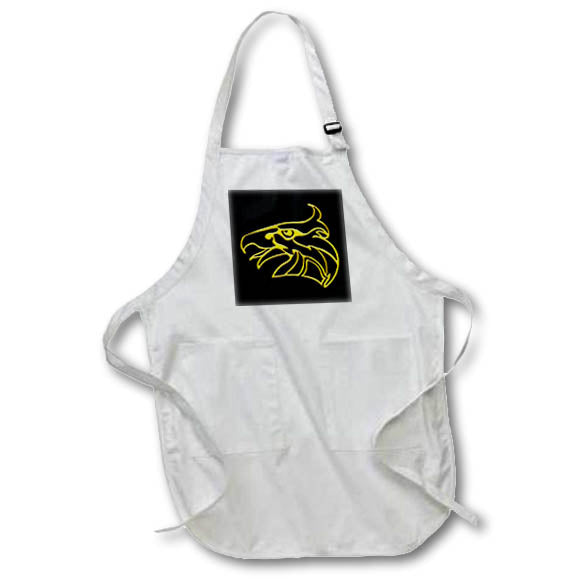 3dRose Apron - Alexis Design Birds Eagle - Stylized Eagle Head Yellow on Black Gift