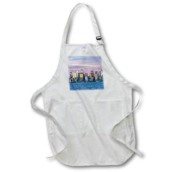 Apron - Washington State, Seattle. Skyline at Sunset Washington