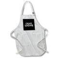 Apron - Create Sunshine. Bold white lettering on a black background. Stamp City - typography