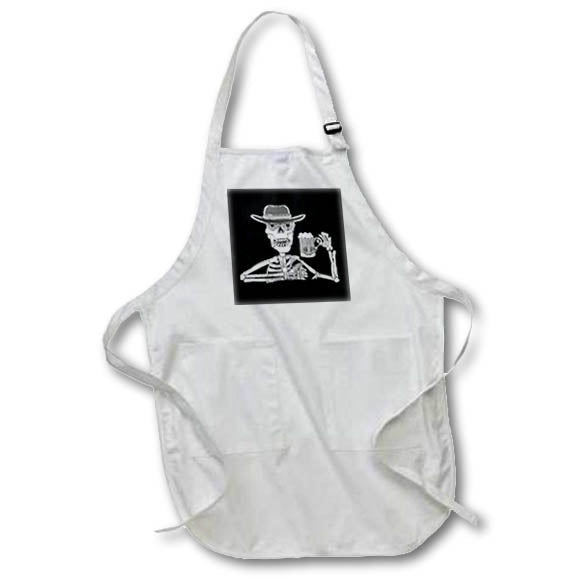 Apron - Funny Skeleton Drinking Beer Goth Cartoon Funny