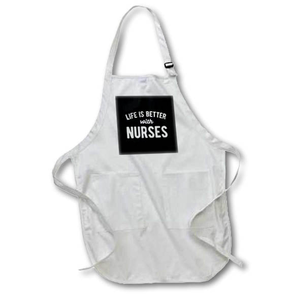 Apron - Life is better with nurses. White lettering on black background. Stamp City - typography