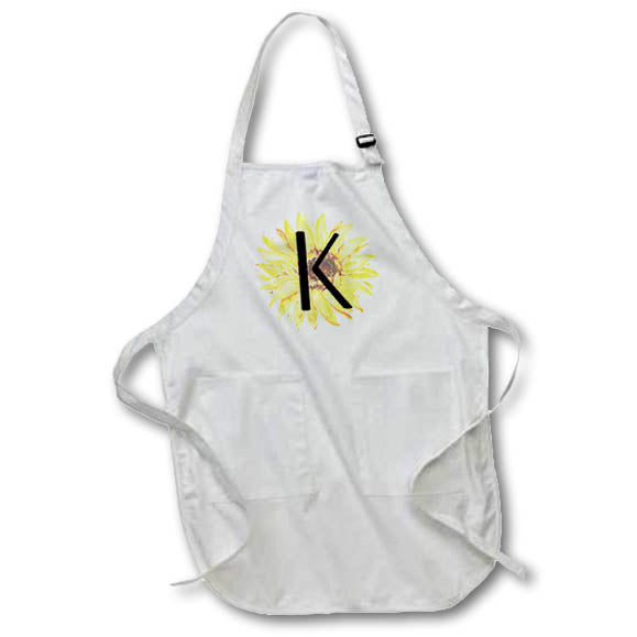Apron - Monogram K Pretty Image Of Watercolor Sunflower Monograms