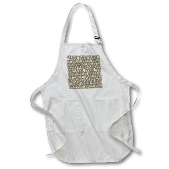 Apron - Hand Drawn Snowflake Blizzard With Dark Greige Background Vector Art - Snowflake Pattern