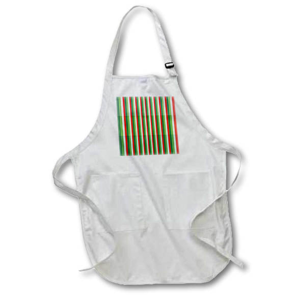 Apron - Green, Star White and Red Stipe Overlay Pattern Digital Art - Striped Pattern