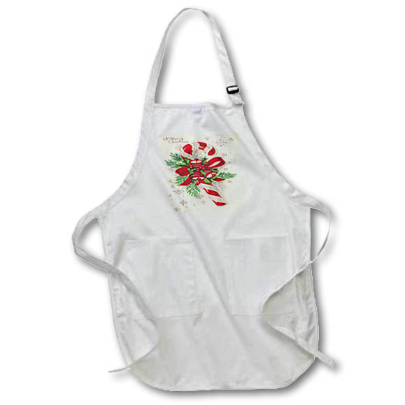 Apron - A Vintage Merry Christmas Candy Cane Vector Art - Merry Christmas