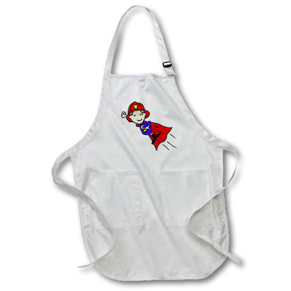 Apron - Cute funny Fireman Flying Superhero Cartoon Firefighters Funny