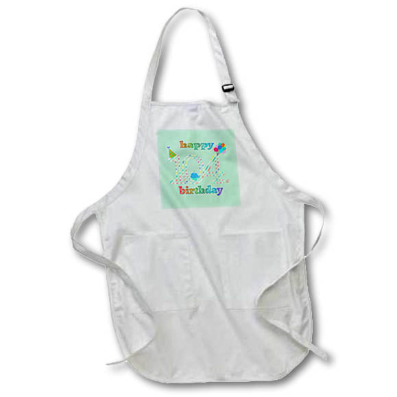 Apron - Happy 104th Birthday, Cupcake with Candle, Balloons, Hat, Colorful Birthday Design