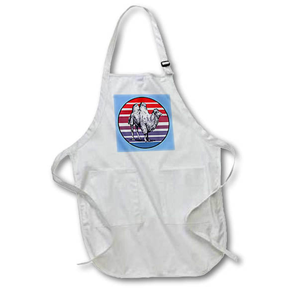 Apron - Retro Style Sunset With Artistic Bactrian Camel Vector - Bactrian Camel