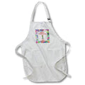 Apron - Letter I Rainbow Tie Dye Holly Border Monogram Christmas- Tie Dye Holly Monogram