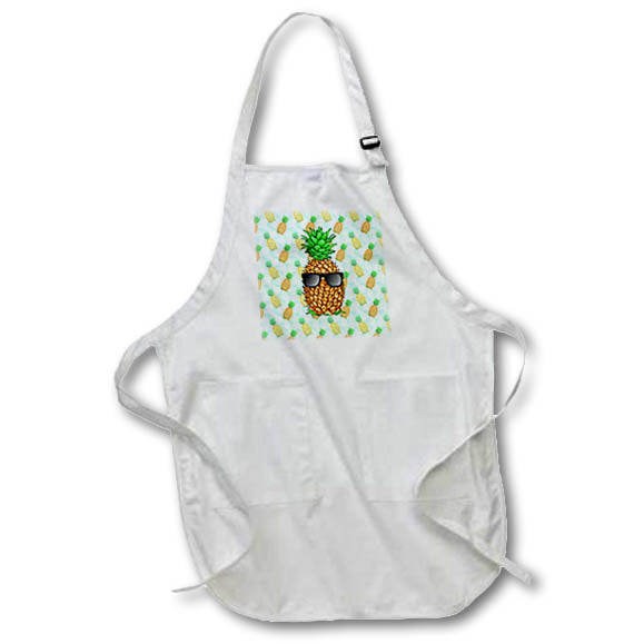 Apron - Funny cool pineapple with sunglasses on a island pineapple pattern. Creative Studios – Funny Pineapple