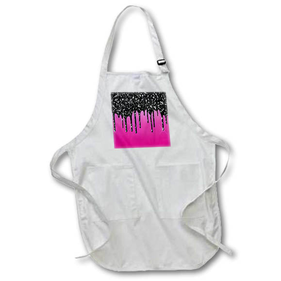 Apron - Glam Neon Pink With A Black Image Of Glitter Drip Patterns
