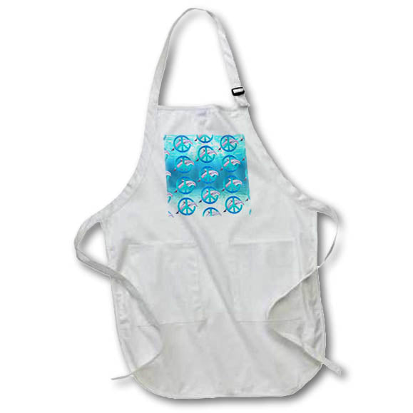 Apron - A pattern of underwater dolphins swimming through blue peace signs. Creative Studios – Dolphins