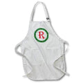 Apron - Christmas Wreath Monogram R Red Initial, SM3DR Christmas Monograms