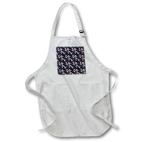 Apron - Pattern of red, black currant, raspberries, teapots, cups on navy Alexis Design - Pattern Berries