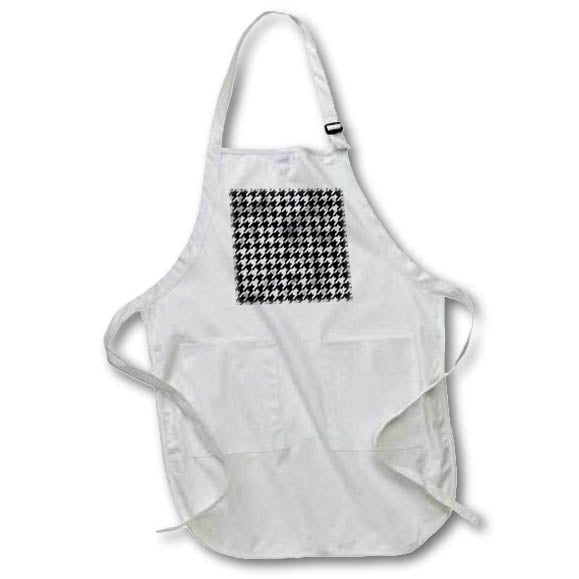 Apron - Black and Image Of Silver Houndstooth Pattern Patterns