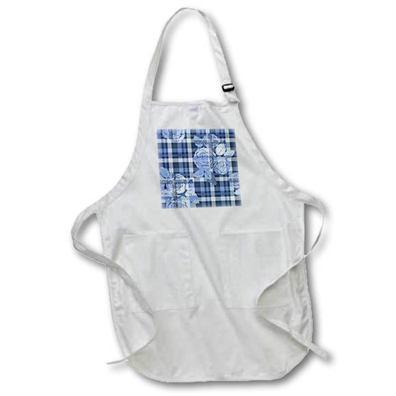 Apron - Pretty Blue Plaid and Roses Pattern Patterns