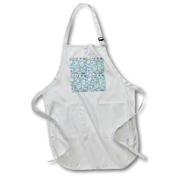 Apron - Christmas pattern of funny cats, gifts, decorated trees on blue Alexis Design - Pattern Christmas New Year
