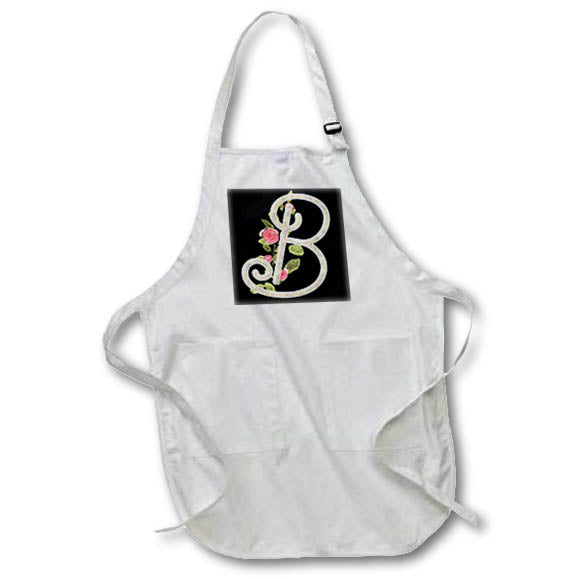 Apron - Monogram Initial B With Pretty Pink Flowers Monograms
