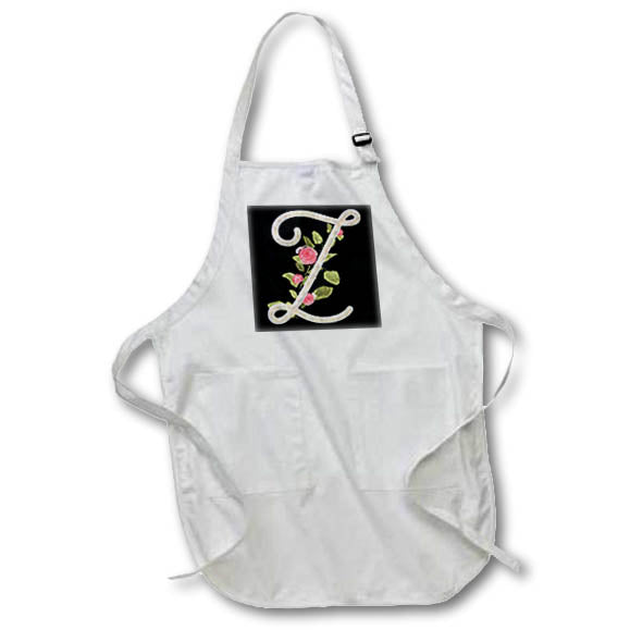 Apron - Monogram Initial Z With Pretty Pink Flowers Monograms