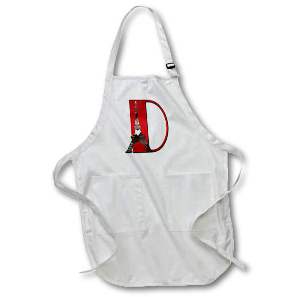 Apron - Red Monogram Initial D With An Eiffel Tower Monograms