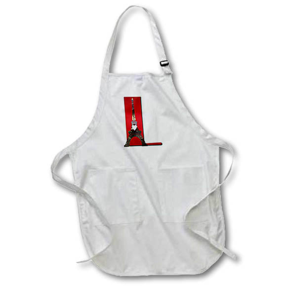 Apron - Red Monogram Initial L With An Eiffel Tower Monograms