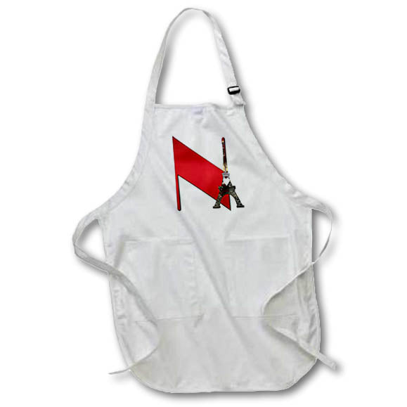 Apron - Red Monogram Initial N With An Eiffel Tower Monograms