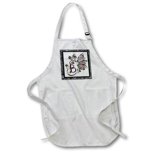 Apron - Pretty Fancy Butterfly Monogram Initial B Monograms