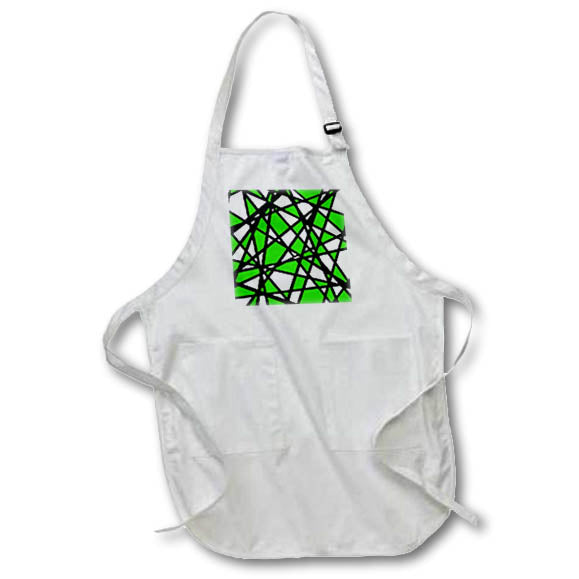 Apron - Black Lines Create Irregular Shapes Green Accent Abstract Vector Art - Abstract Art Pattern