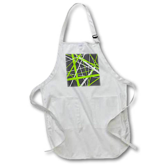 Apron - Lines Of Lime and White Geometric Pattern On Grey Vector Art - Stripes and Lines Pattern